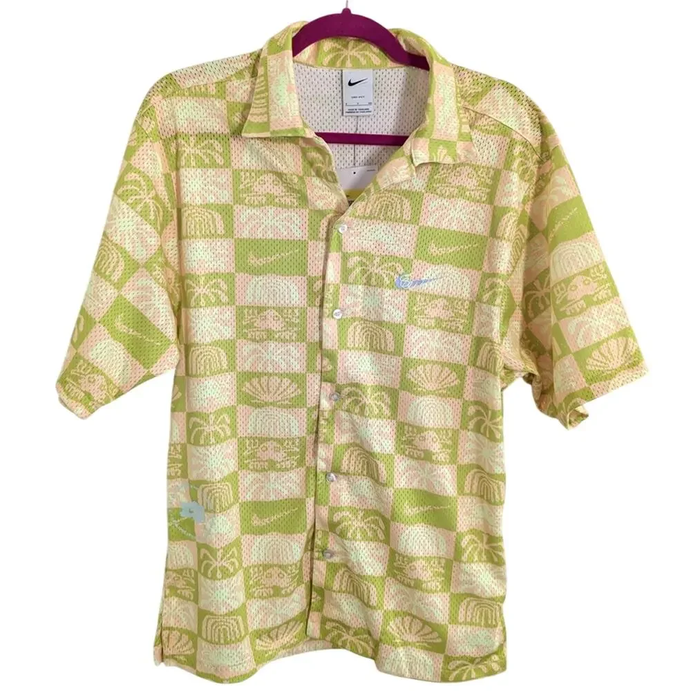 Nike Spring Break Standard Fit Mesh Short Sleeve Button-Up Camp Shirt - NWT NEW - Picture 2 of 6